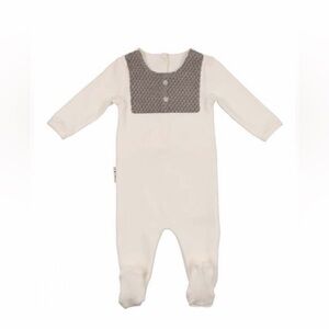 Manière Child Velour Gray Bib Off White Footie